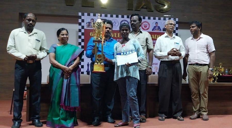 Trophy presentation at a state-level chess tournament